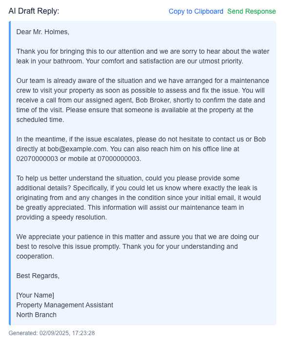 AI Email Responses Preview